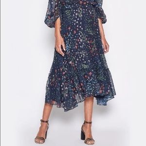 Joie pleated skirt 19-3-006002-sk00831 Noora Metallic Floral Skirt In Midnight